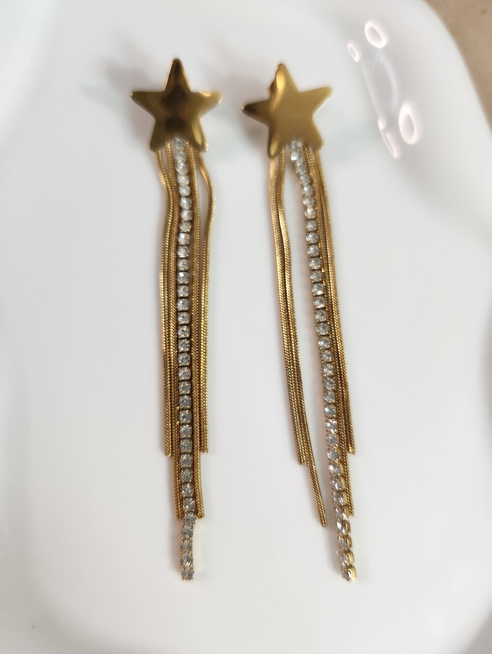 Stainless Steel Star Drop Earrings